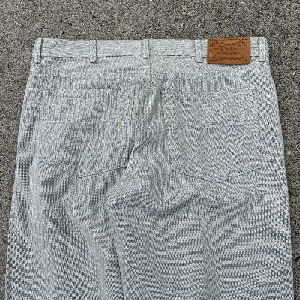 Vintage Polo Ralph Lauren Pants 34x30 100% Cotton Herringbone Trousers USA Made - Picture 2 of 16